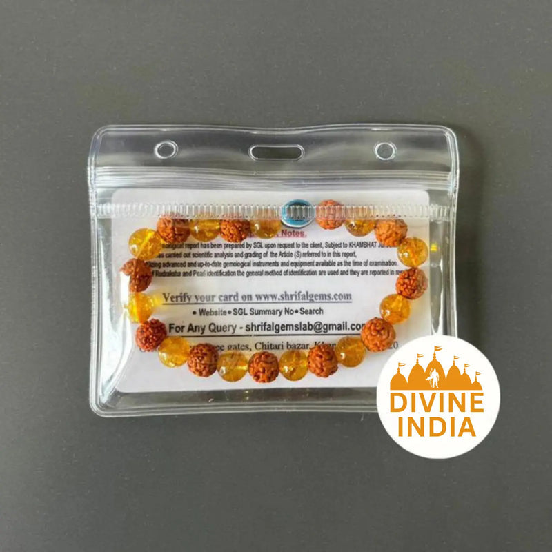 Rudraksha & Citrine Bracelet