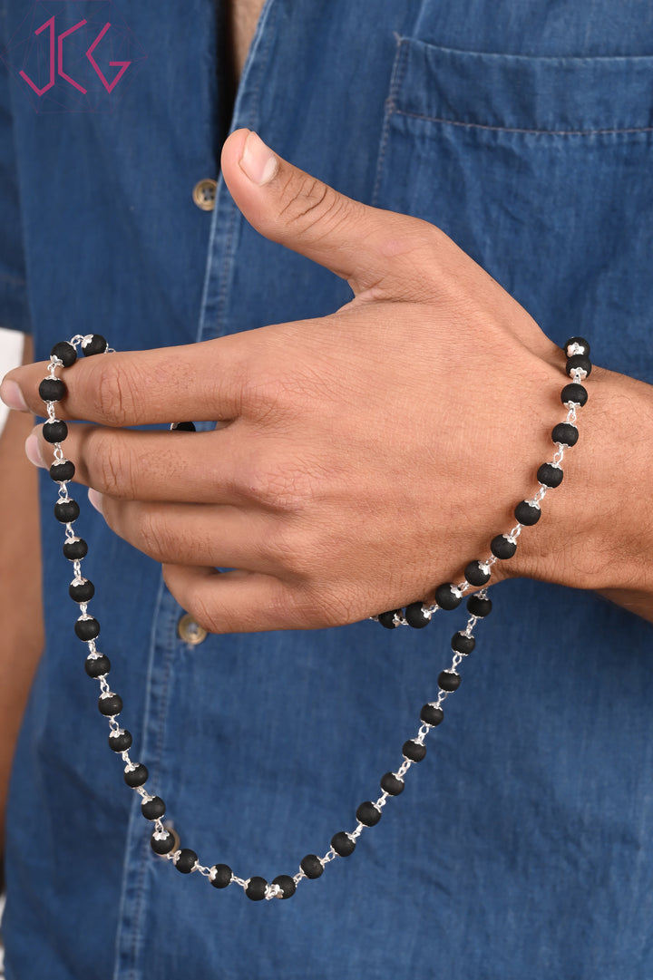Karungali Malai Silver Cap Necklace with Govt. Certified