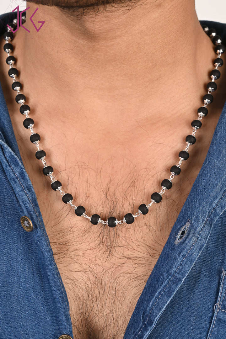 Karungali Malai Silver Cap Necklace with Govt. Certified