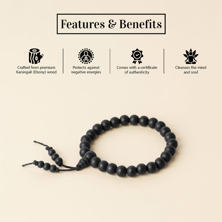Karungali Bracelet 8MM – Original Ebony Wood Spiritual Bracelet for Men & Women | B27 Natural Energy Healing Beads | Meditation, Protection & Positive Energy Wrist Mala | 100% Natural