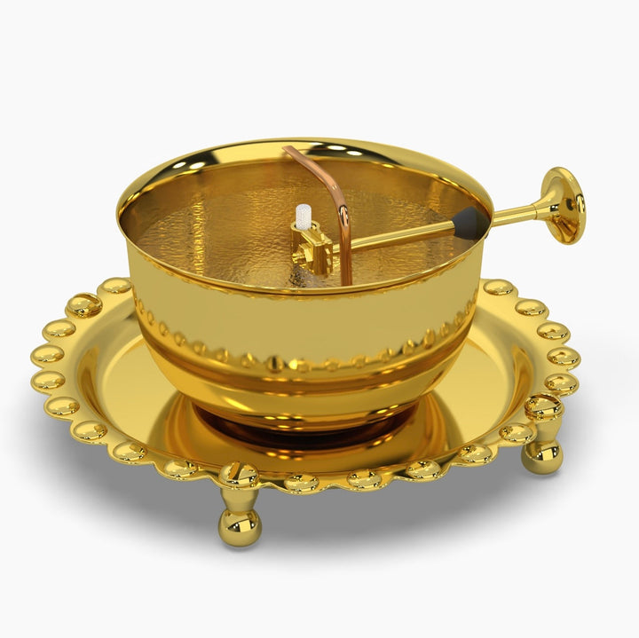 Pure Brass Akhand Jyoti Diya with Glass Cover & Adjustable Bati Knob | Windproof & Long-Lasting Diya