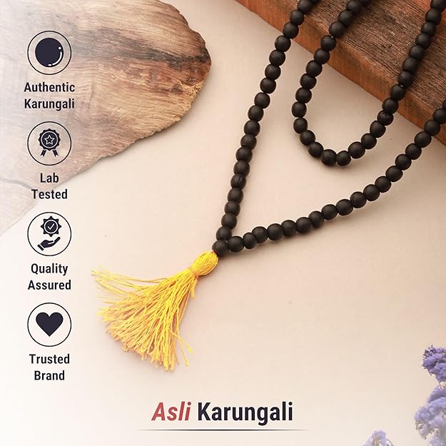 Original Karungali Malai 108-Beads Ebony Wood with Govt. Certified