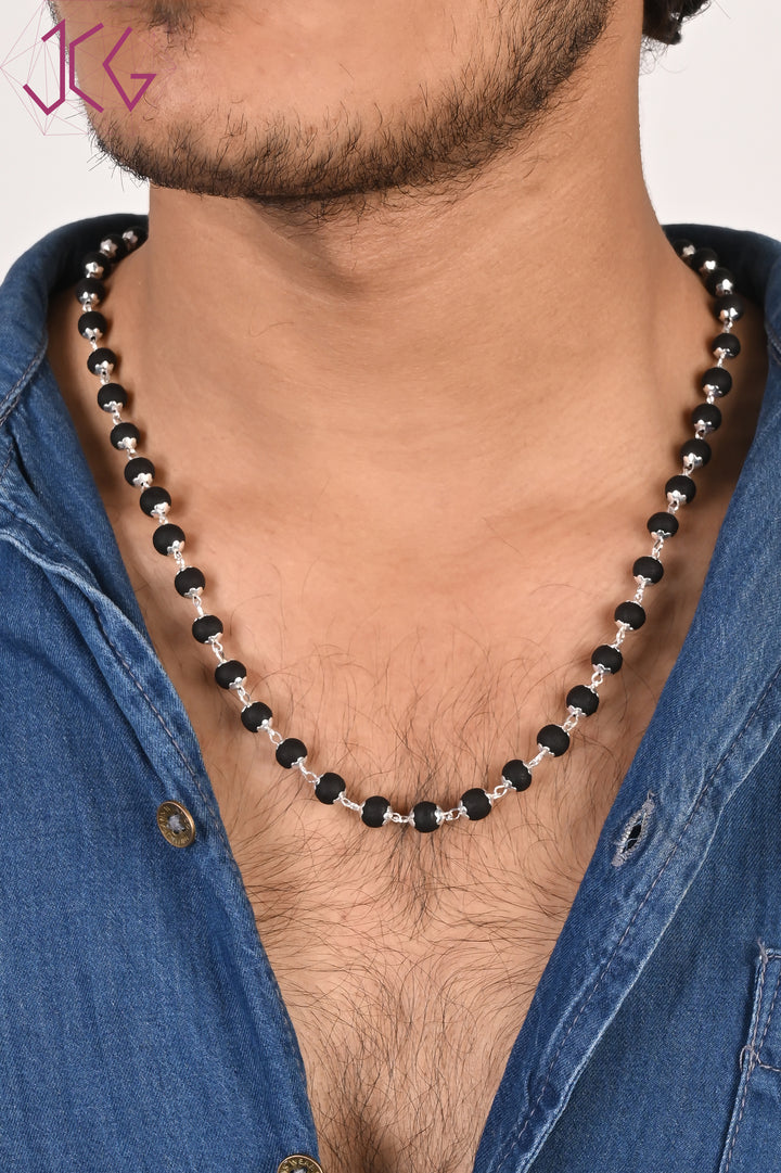 Karungali Malai Silver Cap Necklace with Govt. Certified