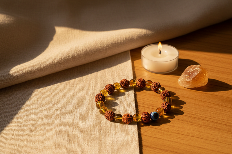 Rudraksha & Citrine Bracelet